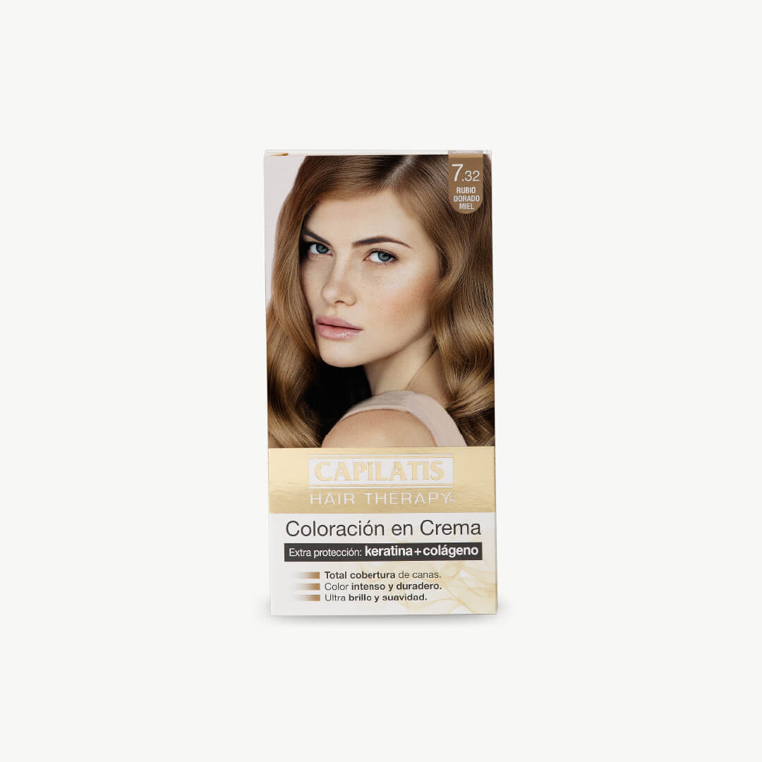 Coloración en Crema Rubio Dorado Miel, Tono 7.32